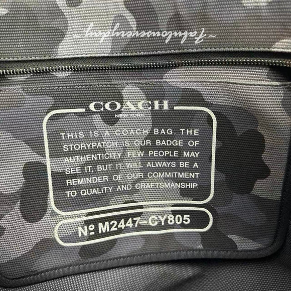 Coach Tote 38 Crossbody Bag Camo Print In Canvas/Gunmetal/Grey Multi CY805 NWT - Picture 8 of 10